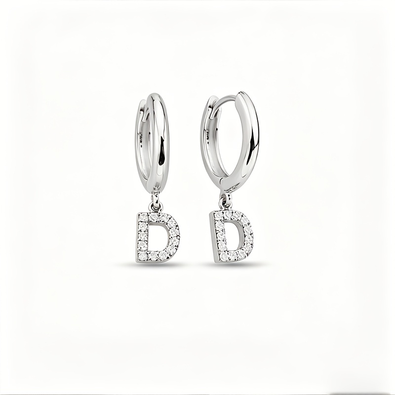Custom 18K Gold Plated Letter Hoop Earrings with Rhinestones